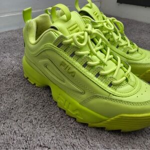 FILA Neon Yellow Chunky Lace-Up Sneakers